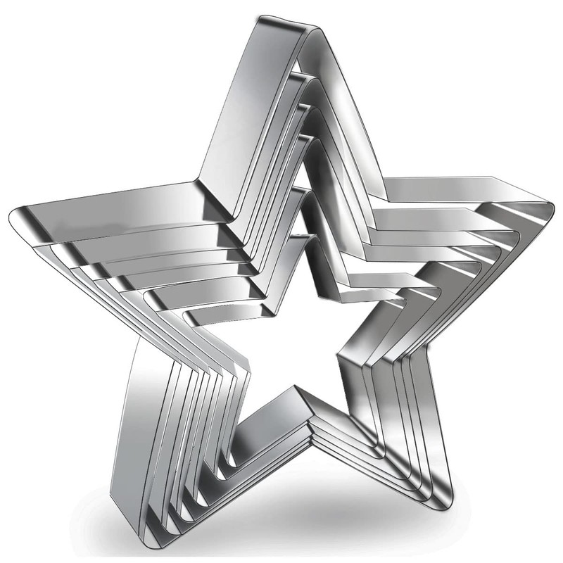 6 Pieces Star Cookie Cutters Set – Stainless Steel Five-Pointed Shaped Cutter…