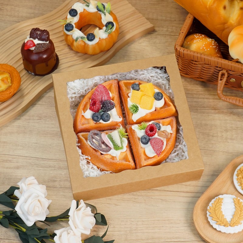 30 Pcs Brown Pie Boxes 8x8x2 Inches Bakery Boxes with Window Cookie Box gallery