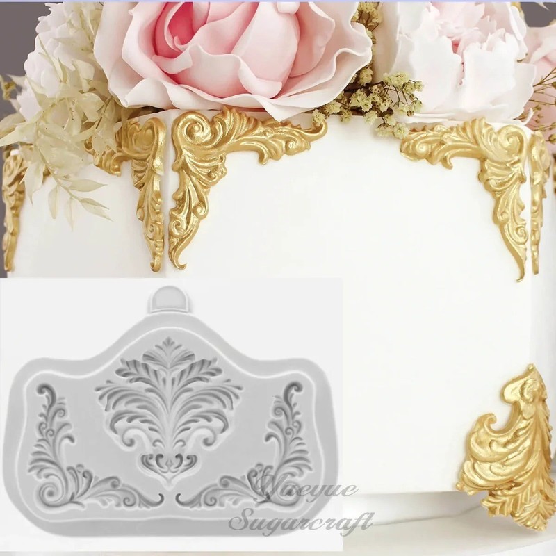 Baroque Scroll Relief Border Fondant Mould Sugar Craft Curlicues Silicone Mold