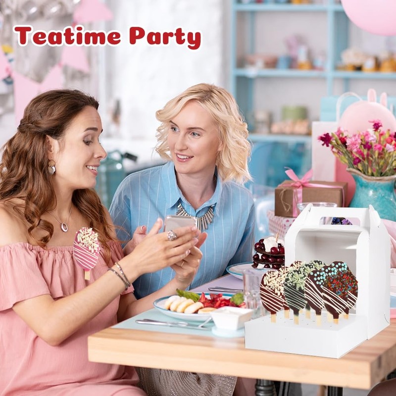 Portable Cake Pop Holder Boxes: 4Pcs Packaging Containers with white gallery