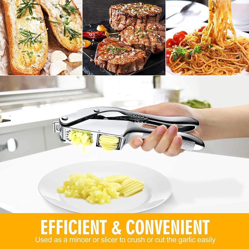 SAYLVME Garlic Press and Slicer 3 In 1, Food Grade Stainless Standard, Silver gallery
