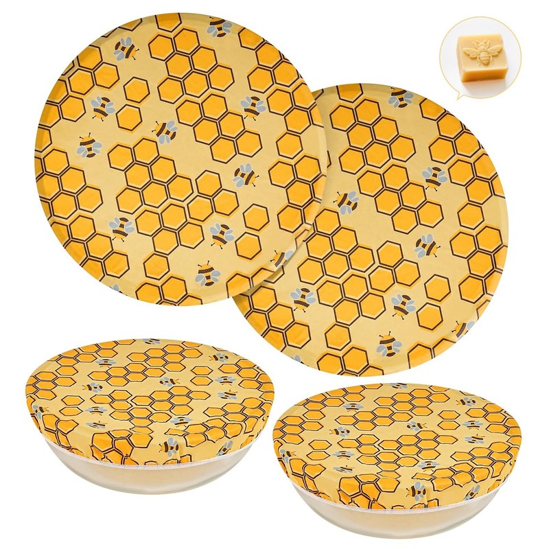 2 Pack Beeswax Bowl Covers Reusable 12inch, Large Reusable Bowl Covers for Br…
