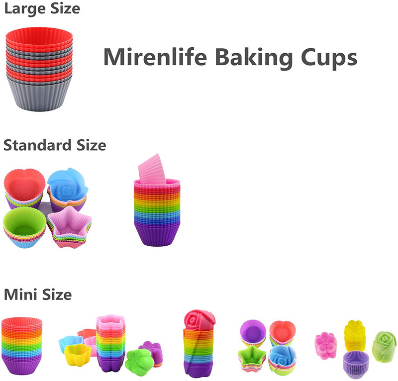12 Pack Reusable Nonstick Jumbo Silicone Baking Cups, Cupcake and Muffin Liners, gallery