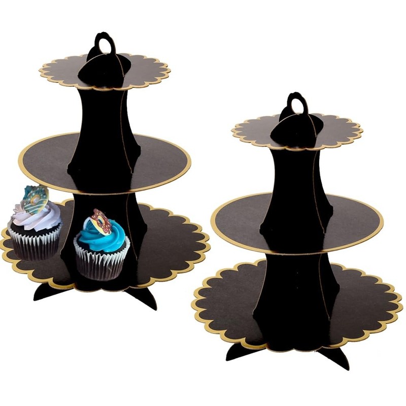 2Pack Cardboard Cupcake Stand , 3 Tier Dessert Tray, Disposable Paper Mini Ca…