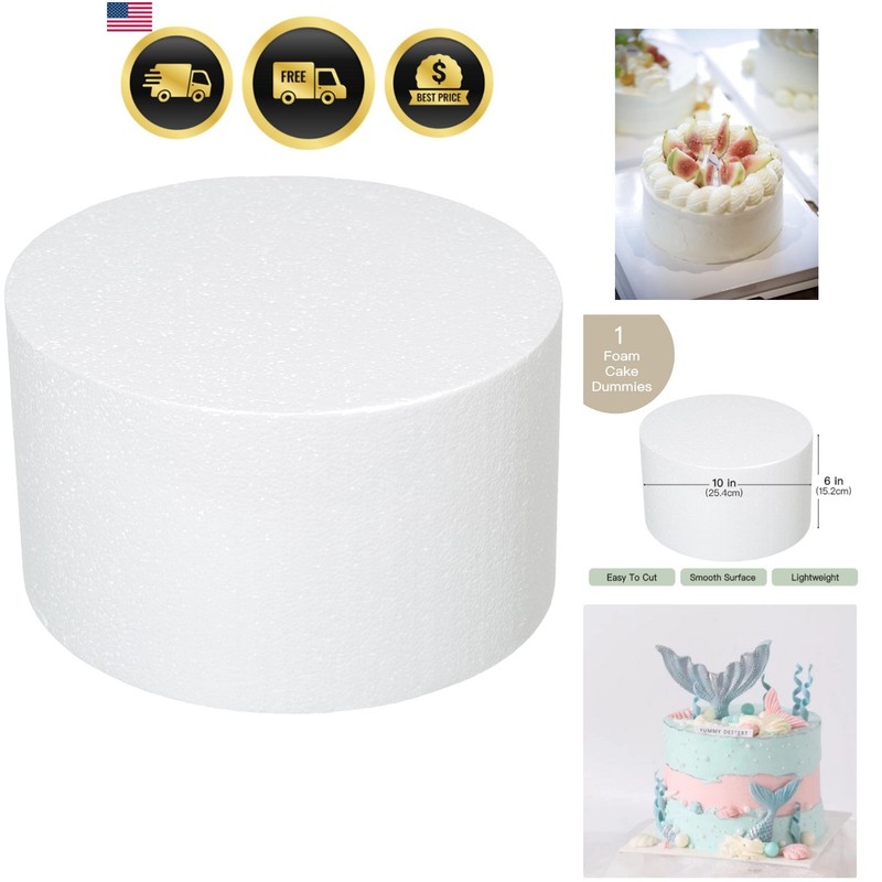 Round Foam Cake Dummies 10×6 Inch Polystyrene Circle Dummy Cake Set for Weddi…