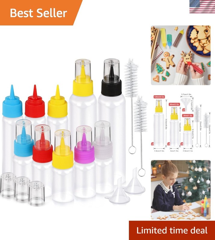 Complete Cookie Decorating Kit – 10 PCS Squeeze Bottles with Funnels & Brushes