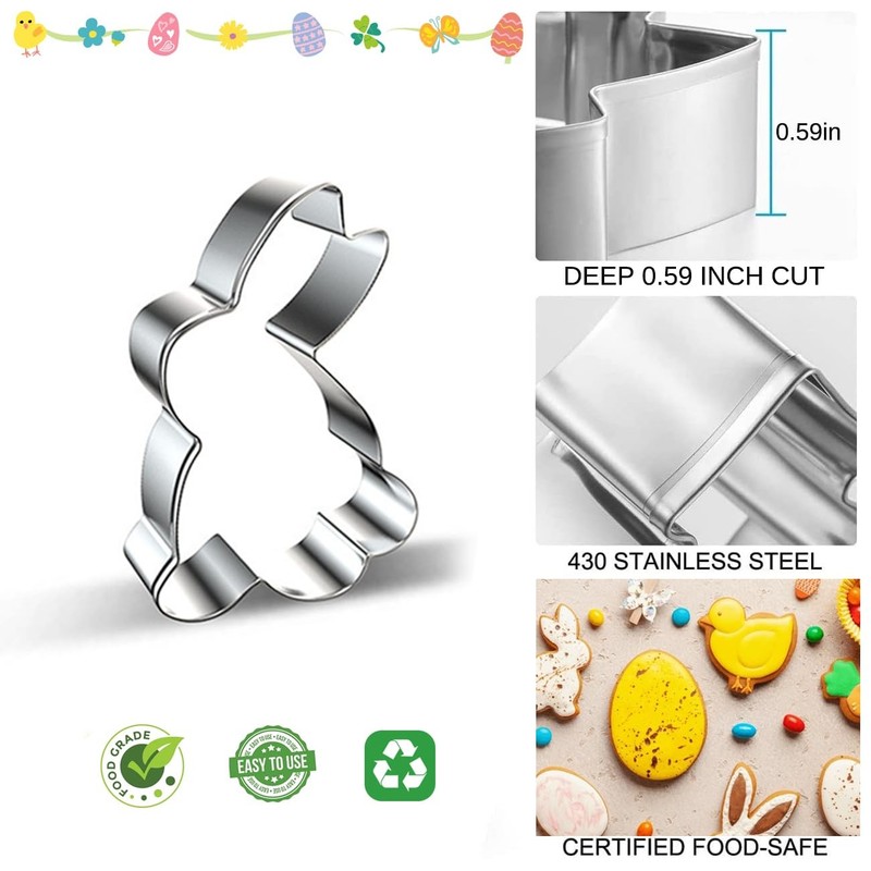 Easter Cookie Cutter Set - 10 pieces - Easter Bunny, Egg, Chick, Carrot, Rabb... gallery