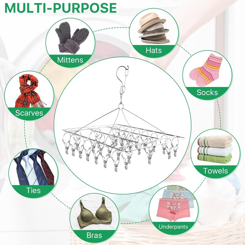 4 Pack Hanging Herb Drying Rack, Stainless Steel with 30 Hooks - Space Saving... gallery