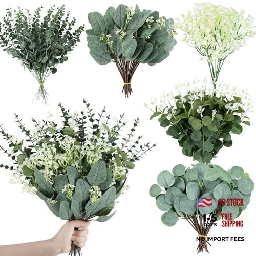 20 Pcs Eucalyptus Stems Artificial Flowers, 5 Kinds Mixed Faux Eucalyptus 1