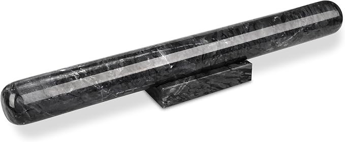 HESHIBI Marble Rolling Pin with Stand, 15.7" Black Stone French Heavy Polishe...