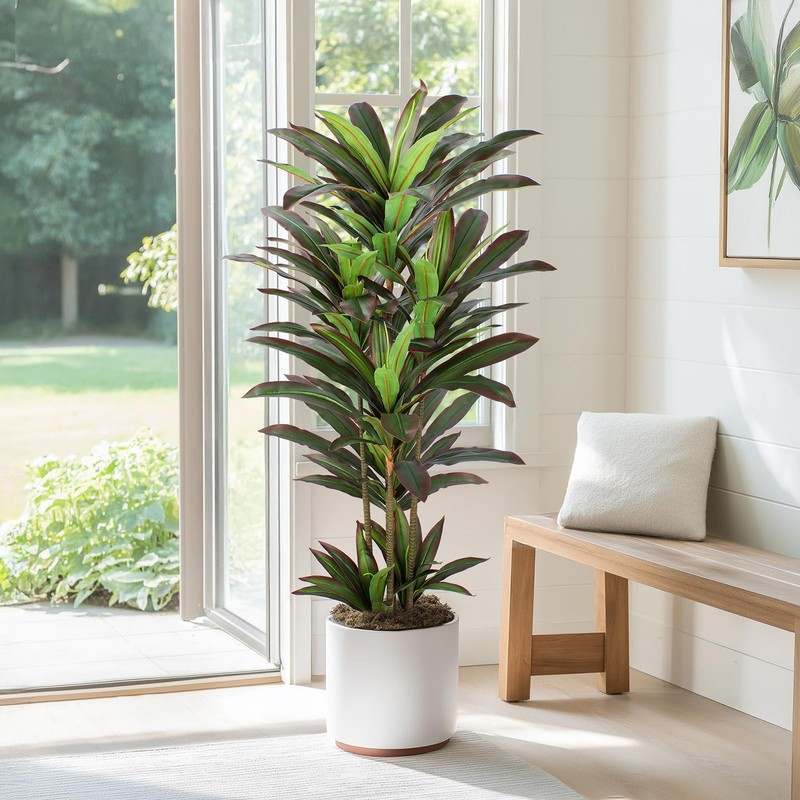 Floworld Dracaena Artificial Plant 5Ft Red Yucca Silk Tree Faux Plants Indoor gallery