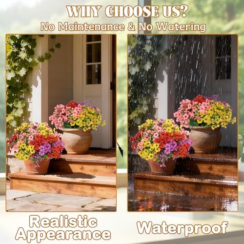 Artificial Flowers for Outdoors Decoration - 12 Mix Pink Red Purple Yellow gallery