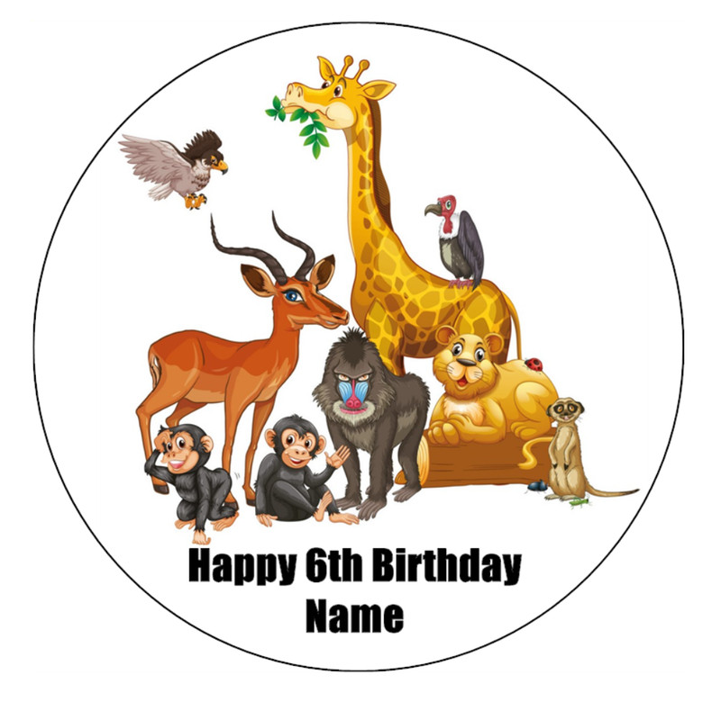 Jungle Animal Cake Topper Edible Icing Birthday Cake Decorations (5 Designs) #02 gallery