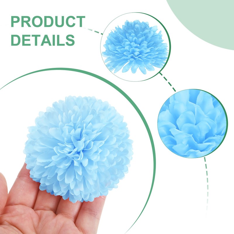12-Pack Artificial Flower Heads, Light Blue Fake Chrysanthemum Floral for DIY gallery