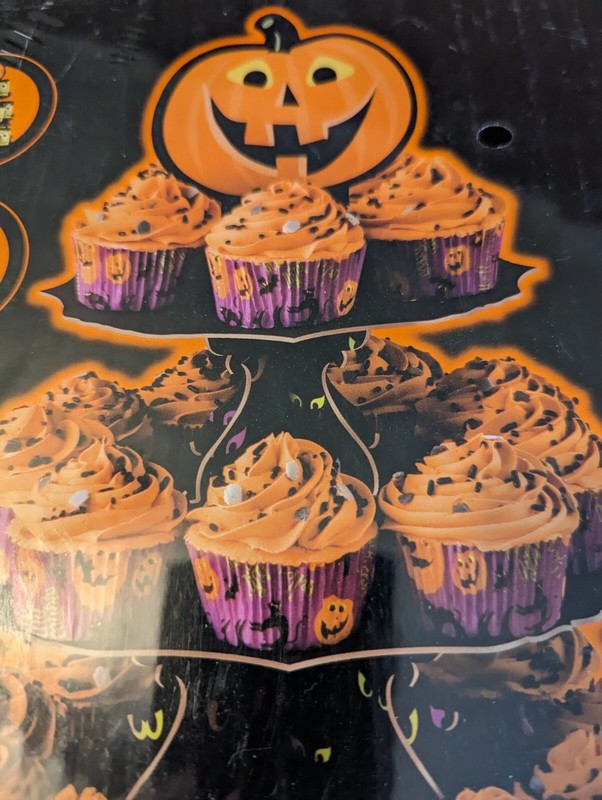 Wilton Halloween 3 Tier Cupcake Cookie Treat Stand Scary Night Pumpkin NEW gallery