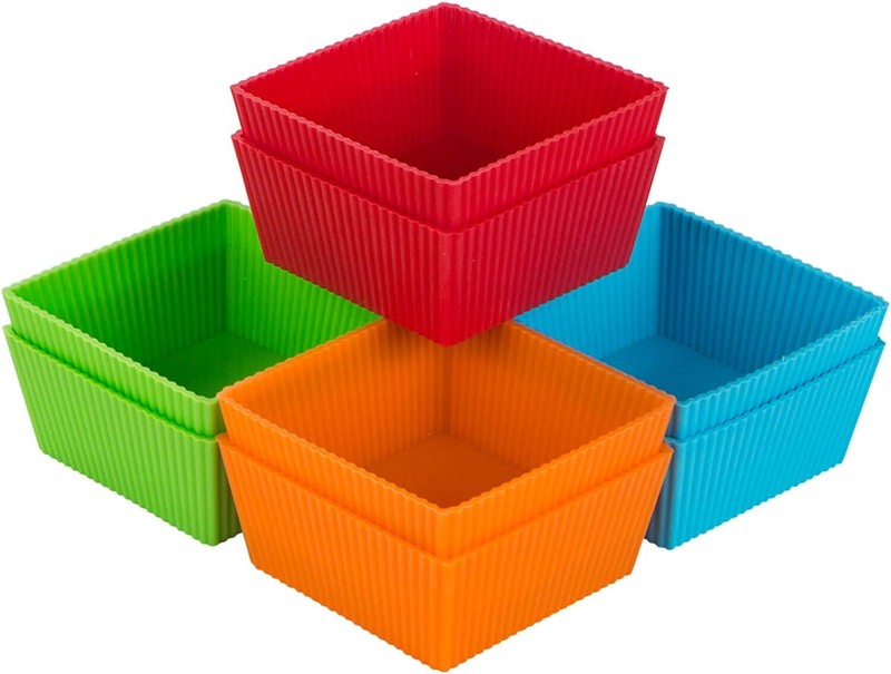 3.5 Inch Jumbo Baking Cups Reusable Silicone Square Cupcake Liners Non-stick …
