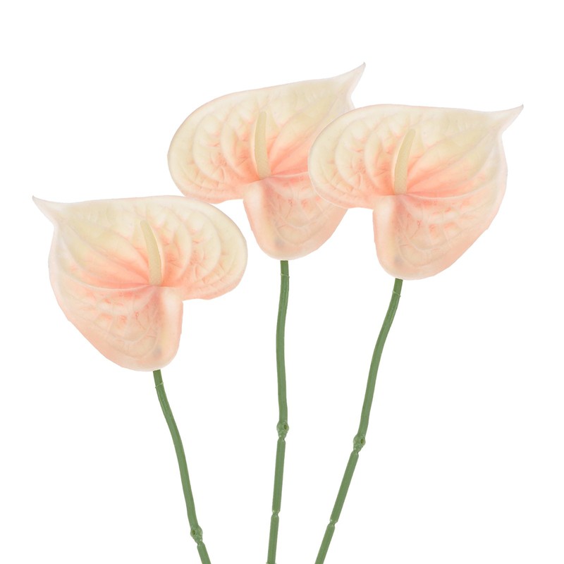 13″ Artificial Anthrax Lily Flowers, 3pcs Permanent Flower, Light Orange