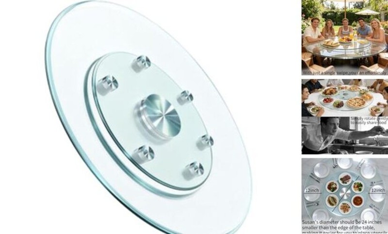 20″ Glass Lazy Susan for Dining Table, Glass Turntable Table Centerpiece with