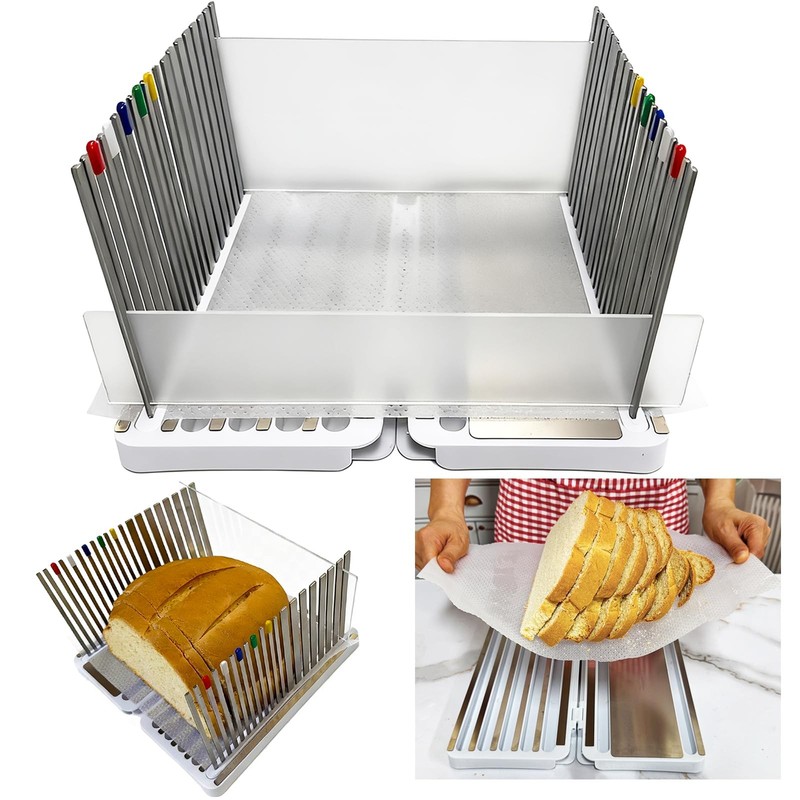 Stainless Steel Bread Slicer for Homemade Bread, Bread Slicing Guide with 20 …