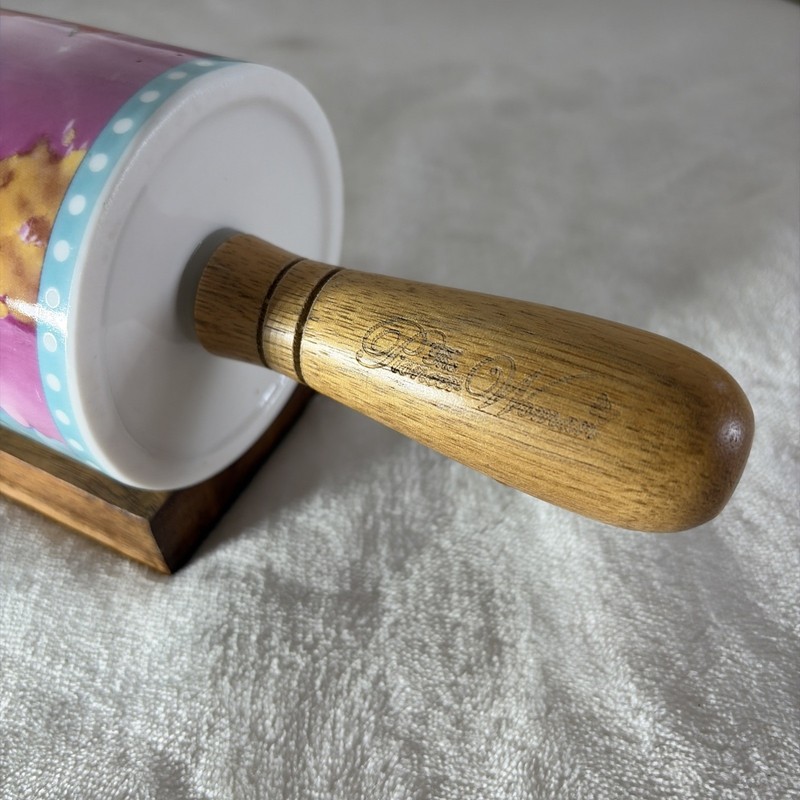 Pioneer Woman Breezy Blossom Ceramic Rolling Pin with Wood Stand - Retired! gallery
