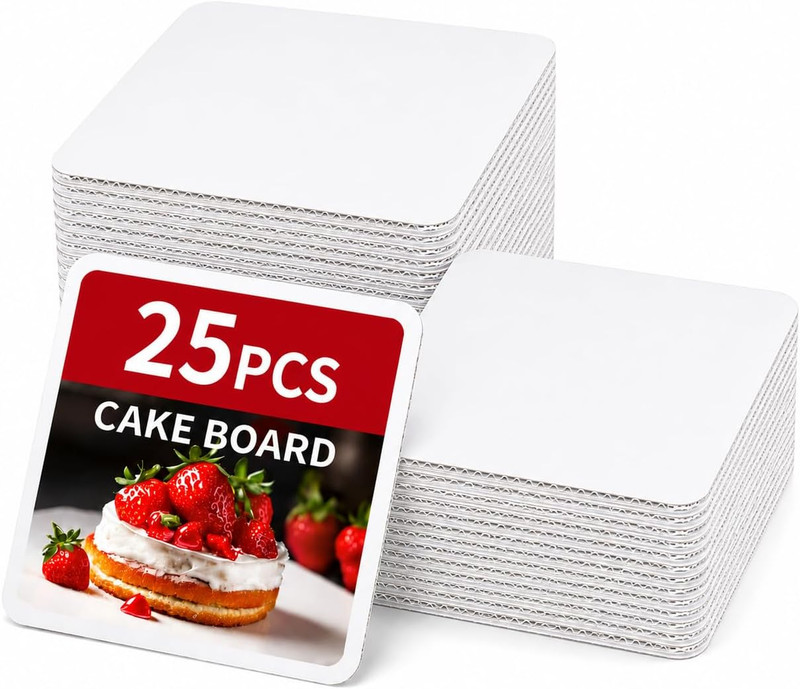 White 14 Inch Cake Boards 25-Packs Square Cake Boards Base Food-Grade Cardboard