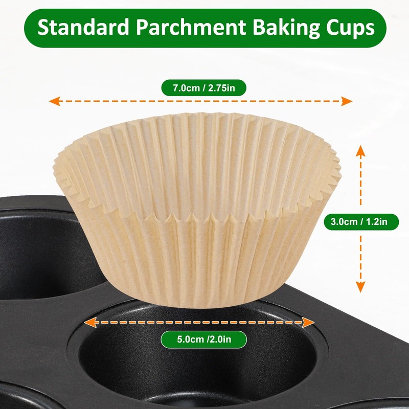 Unbleached Parchment Cupcake Liners 225pcs - Standard Paper Muffin Liners Cup... gallery