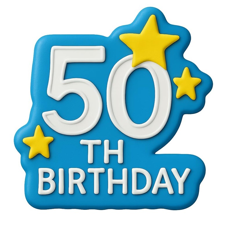 50th Birthday with Stars Cookie Cutter & Stamp, Fondant & Clay - 4x3.7 gallery