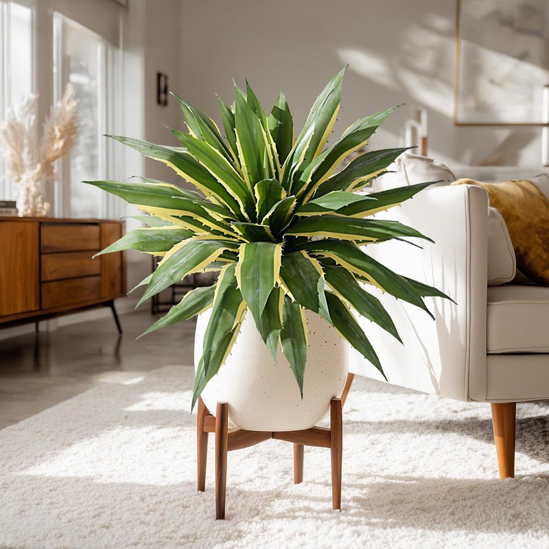 Yarmare Artificial Agave Plant Fake Agave Planters For Indoor Outdoor Faux gallery