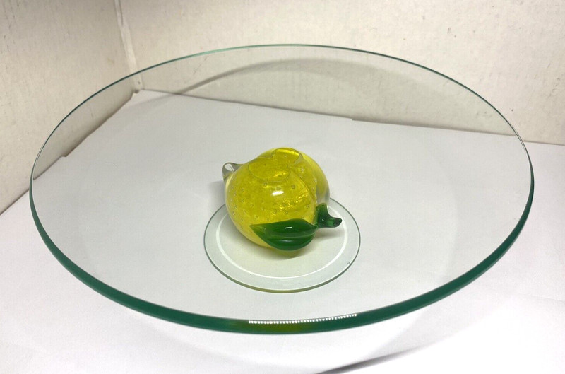 ART GLASS LEMON PEDESTAL FRUIT BOWL CAKE PLATE, FREE SHIPPING gallery