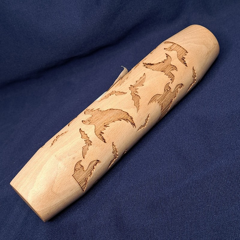 STIR Unused Wooden GHOSTS BATS Short Rolling Pin Embossing Halloween Treats 2022 gallery