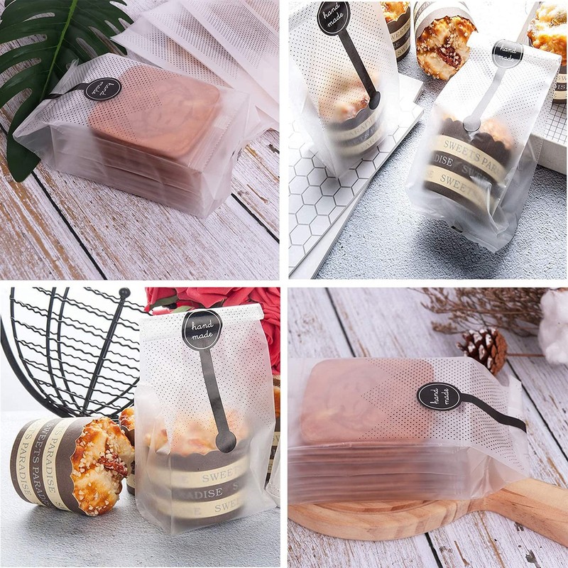 200pcs Translucent Plastic Bags, Cellophane Bags with 200Pcs Hand Made Sticke... gallery