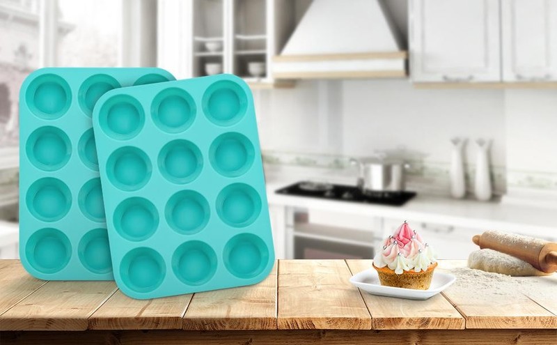 Silicone Muffin Pan Cupcake Pan Set - Mini 24 Cups and Regular 12 Cups Muffin gallery