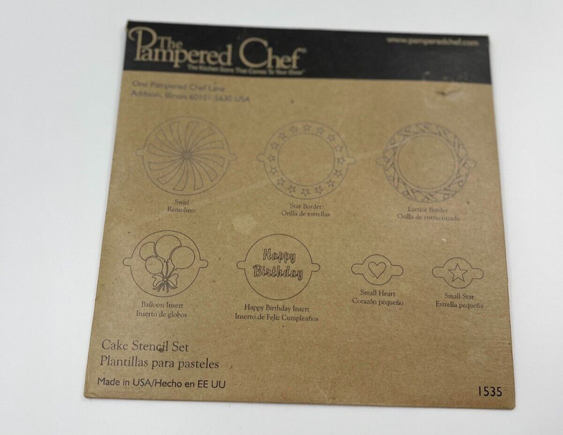 The Pampered Chef Cake Stencil Set #1535 7-piece stencils
