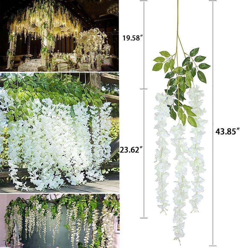36x Wisteria Hanging Flowers 3.75ft Artificial Vine Garland Silk Home Decor gallery