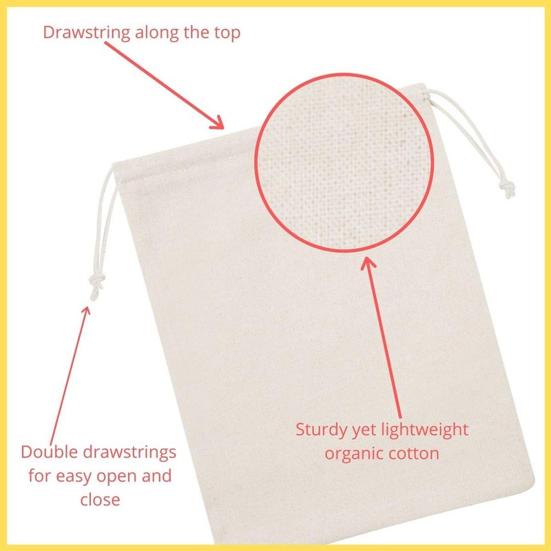 Cotton Muslin Drawstring Bags (5x7 Inch - 12-Pack) 100% Natural Unbleached Th... gallery