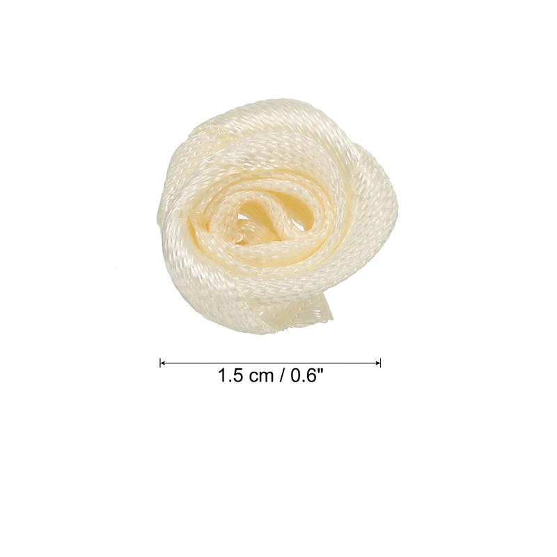 50Pcs Mini Satin Ribbon Roses Fabric Flowers Embellishments Rosettes Beige gallery