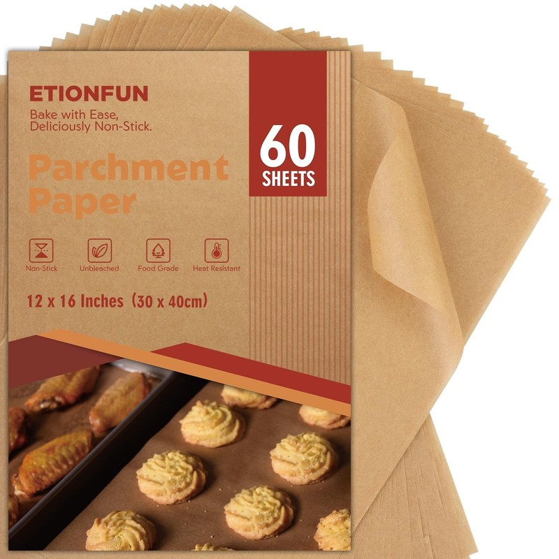 60Pcs Unbleached Parchment Paper Sheets for Baking. 12×16 Inches Parchment Pa…