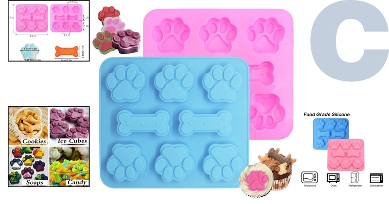 Creative Baking with 2 Pack Silicone Dog Treat Molds - Safe & Durable gallery
