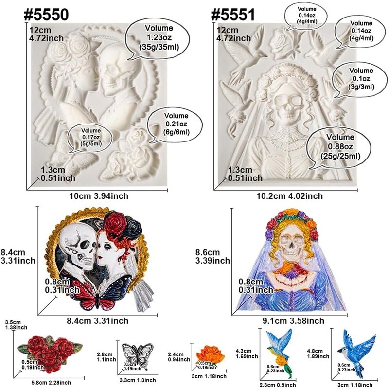 Gothic Floral Cake Toppers Halloween Wedding Party Décor Silicone Molds New gallery