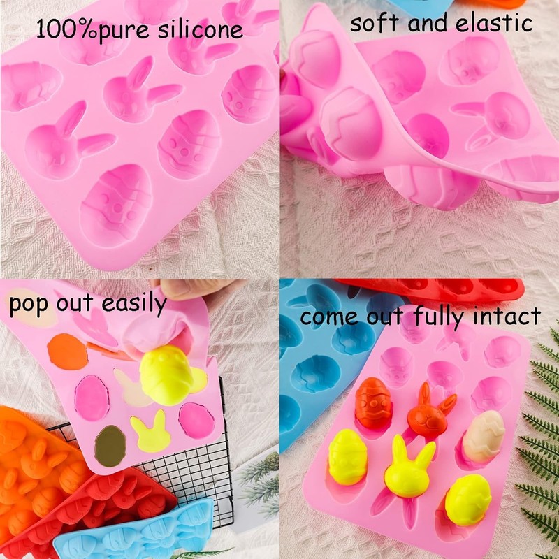 Easter Egg Silicone Bunny Silicon Molds for Chocolate 4 Packs Egg Shaped Mold Ba gallery