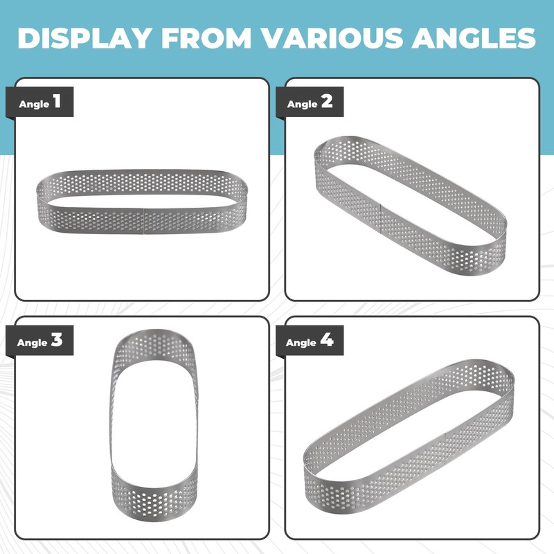 6PCS Oval Tart Stainless Steel Perforated Mold Mousse French Dessert Cake1778 gallery