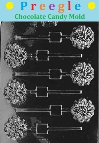 F025 Flower Lollipop Chocolate Candy Mold with Molding Instructions