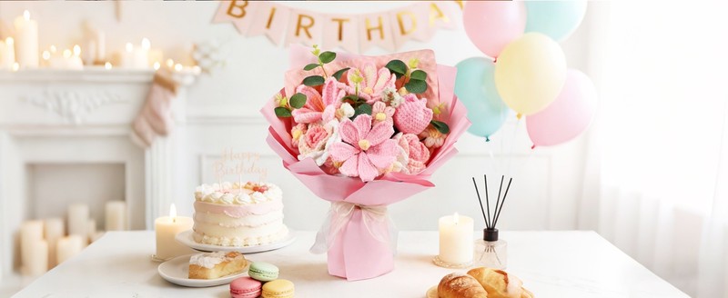 18Pcs Handmade Crochet Flower Bouquet Knitted Yarn Flowers with Bag & Card gallery