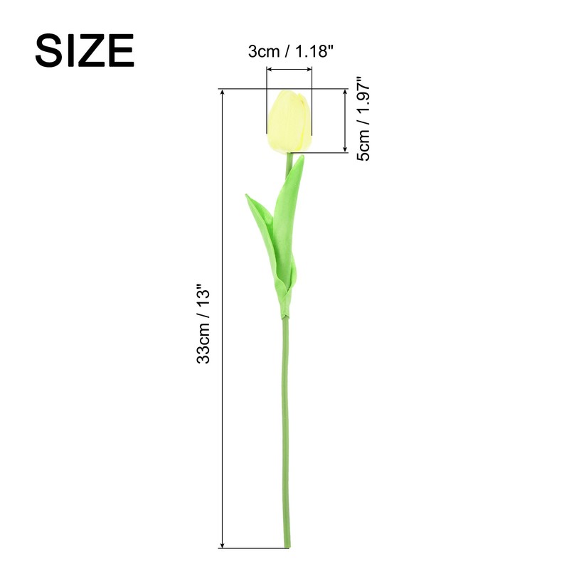 20pcs Tulips Artificial Flowers, Fake Tulip Stems Real Touch (Pale Yellow) gallery