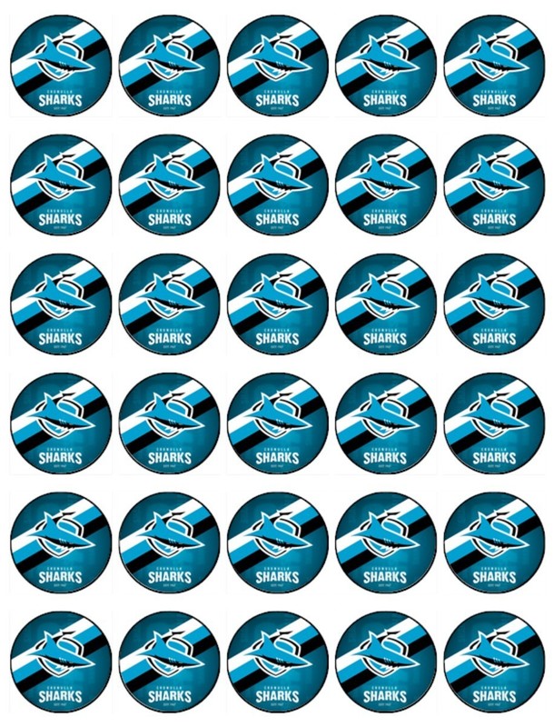 Rugby Theme Cupcake Toppers Edible Wafer – Sharks Birthday Cake Decoration gallery