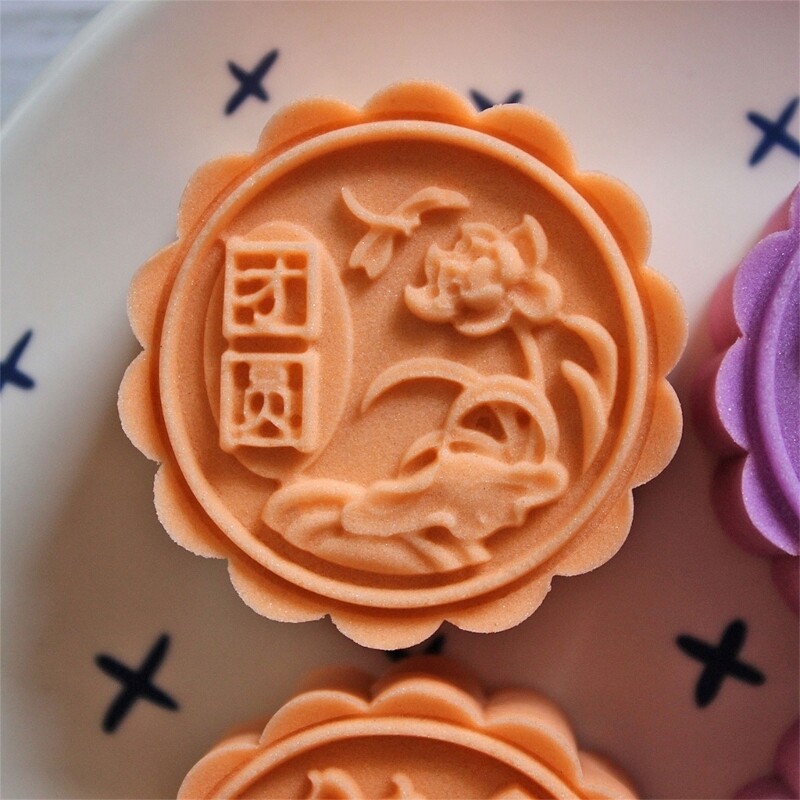 Mooncakes Molds Pastrys Stamps Lotusleaf Shape Mooncakes Hand Press Molds gallery