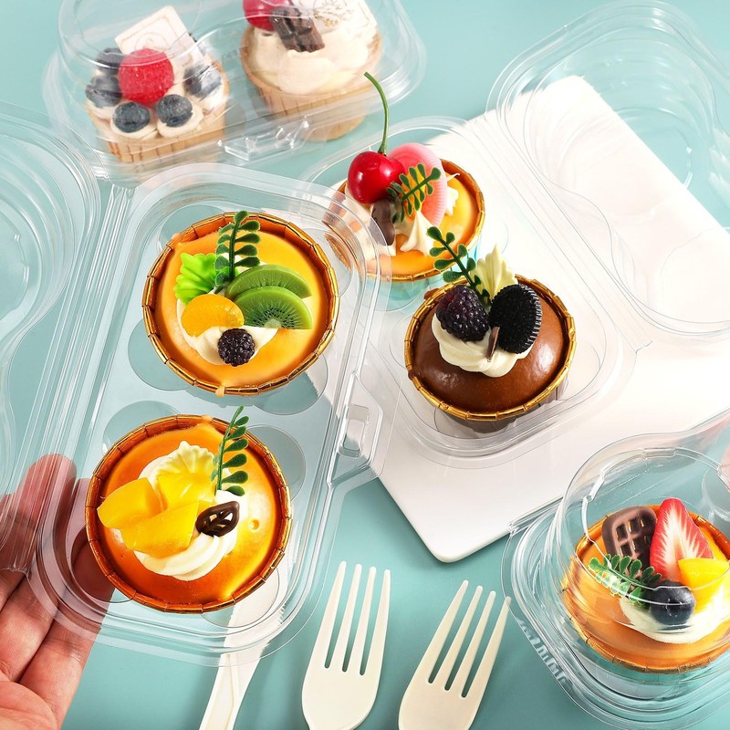 50 Pcs 2 Compartment Cupcake Container,Cupcake Carrier Holder,2 Cavity Cupcak... gallery