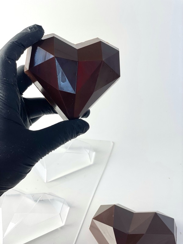 Mold for chocolate "Heart Diamond 9cm" plastic mold for pastry chef gallery
