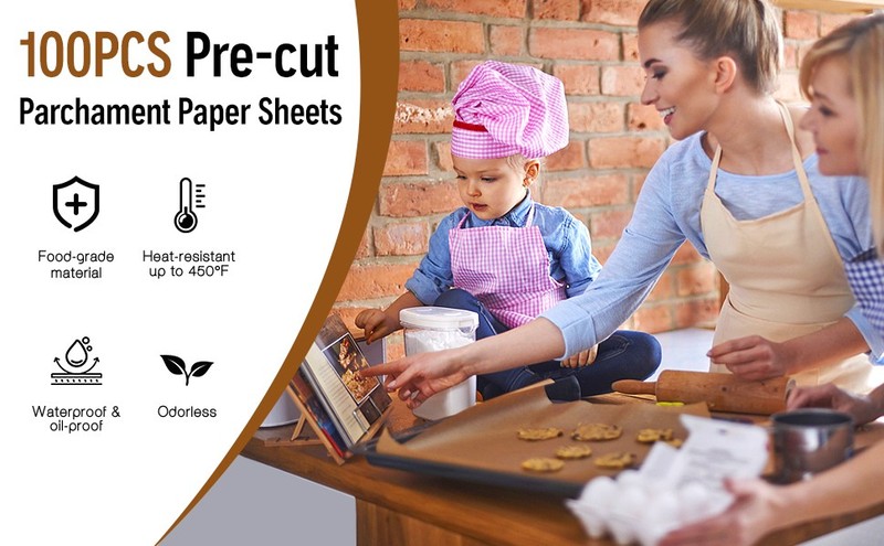 100Pcs Parchment Paper Sheets, 9x13 In Unbleached Parchment Paper for gallery