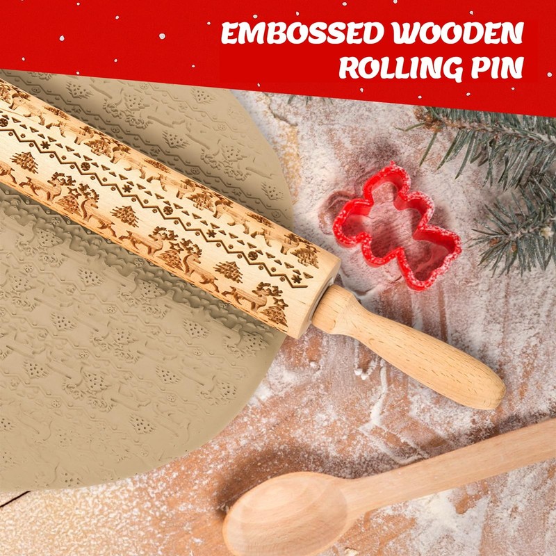 Stocking Stuffers Gifts for Women, Wooden Embossed Rolling 15.35INCH, Wood gallery